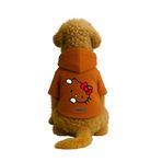 monopetz Baskılı İçi Polarlı Köpek Ve Kedi Kıyafeti & Elbisesi - Turuncu Renk Kapüşonlu Hoodie Bea80 M