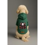 Monopetz Baskılı İçi Polarlı Köpek ve Kedi Kıyafeti & Elbisesi - Yeşil Renk Kapüşonlu Hoodie B8C32, 4XL