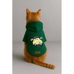 Monopetz Baskılı İçi Polarlı Köpek ve Kedi Kıyafeti & Elbisesi - Yeşil Renk Kapüşonlu Hoodie B9785, M