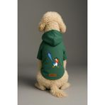 monopetz Baskılı İçi Polarlı Köpek Ve Kedi Kıyafeti & Elbisesi - Yeşil Renk Kapüşonlu Hoodie B9989 3Xl
