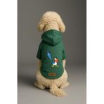 monopetz Baskılı İçi Polarlı Köpek Ve Kedi Kıyafeti & Elbisesi - Yeşil Renk Kapüşonlu Hoodie B9989 6Xl