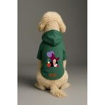 Monopetz Baskılı İçi Polarlı Köpek ve Kedi Kıyafeti & Elbisesi - Yeşil Renk Kapüşonlu Hoodie B9EF3, S