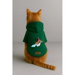 Monopetz Baskılı İçi Polarlı Köpek ve Kedi Kıyafeti & Elbisesi - Yeşil Renk Kapüşonlu Hoodie BAAE1, M
