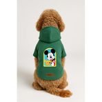 monopetz Baskılı İçi Polarlı Köpek Ve Kedi Kıyafeti & Elbisesi - Yeşil Renk Kapüşonlu Hoodie Bd517 L