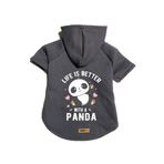 monopetz Kapişonlu Polar Sweatshirt Köpek ve Kedi Kıyafeti & Elbisesi - Antrasit Panda M Beden