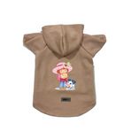 monopetz Kapişonlu Polar Sweatshirt Köpek ve Kedi Kıyafeti & Elbisesi Bej Çilek Kız M