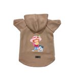 monopetz Kapişonlu Polar Sweatshirt Köpek ve Kedi Kıyafeti & Elbisesi Bej Çilek Kız XL