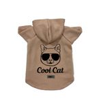 monopetz Kapişonlu Polar Sweatshirt Köpek ve Kedi Kıyafeti & Elbisesi Bej Cool cat XL