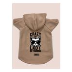 monopetz Kapişonlu Polar Sweatshirt Köpek ve Kedi Kıyafeti & Elbisesi - Bej Crazy Cat S Beden