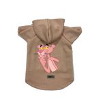 monopetz Kapişonlu Polar Sweatshirt Köpek Ve Kedi Kıyafeti & Elbisesi Bej Pembe Panter XS