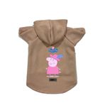 monopetz Kapişonlu Polar Sweatshirt Köpek ve Kedi Kıyafeti & Elbisesi Bej Peppa Pig XL