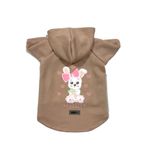 monopetz Kapişonlu Polar Sweatshirt Köpek ve Kedi Kıyafeti & Elbisesi Bej Rabbit S