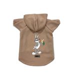 monopetz Kapişonlu Polar Sweatshirt Köpek ve Kedi Kıyafeti & Elbisesi Bej Yeni Bugs Bunny S