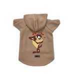 monopetz Kapişonlu Polar Sweatshirt Köpek Ve Kedi Kıyafeti & Elbisesi Bej Yeni Tazmanya Canavarı M