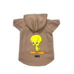monopetz Kapişonlu Polar Sweatshirt Köpek Ve Kedi Kıyafeti & Elbisesi Bej Yeni Tweety M