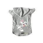 monopetz Kapişonlu Polar Sweatshirt Köpek ve Kedi Kıyafeti & Elbisesi - Beyaz Bugs Bunny S Beden