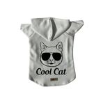 monopetz Kapişonlu Polar Sweatshirt Köpek ve Kedi Kıyafeti & Elbisesi Beyaz Cool cat M