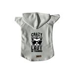 monopetz Kapişonlu Polar Sweatshirt Köpek ve Kedi Kıyafeti & Elbisesi - Beyaz Crazy Cat M Beden