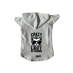 monopetz Kapişonlu Polar Sweatshirt Köpek ve Kedi Kıyafeti & Elbisesi - Beyaz Crazy Cat S Beden
