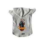 monopetz Kapişonlu Polar Sweatshirt Köpek ve Kedi Kıyafeti & Elbisesi Beyaz Happy Halloween Azrail S