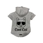 monopetz Kapişonlu Polar Sweatshirt Köpek ve Kedi Kıyafeti & Elbisesi Gri Cool cat XS