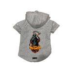 monopetz Kapişonlu Polar Sweatshirt Köpek ve Kedi Kıyafeti & Elbisesi Gri Happy Halloween Azrail L
