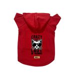 monopetz Kapişonlu Polar Sweatshirt Köpek ve Kedi Kıyafeti & Elbisesi - Kırmızı Crazy Cat M Beden