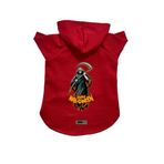 monopetz Kapişonlu Polar Sweatshirt Köpek ve Kedi Kıyafeti & Elbisesi Kırmızı Happy Halloween Azrail M