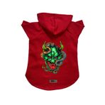 monopetz Kapişonlu Polar Sweatshirt Köpek ve Kedi Kıyafeti & Elbisesi Kırmızı Master Of The Snake S