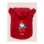 monopetz Kapişonlu Polar Sweatshirt Köpek ve Kedi Kıyafeti & Elbisesi - Kırmızı Şirin Baba M Beden