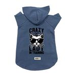 monopetz Kapişonlu Polar Sweatshirt Köpek ve Kedi Kıyafeti & Elbisesi - Lacivert Crazy Cat S Beden