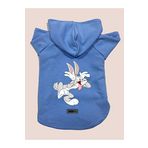 monopetz Kapişonlu Polar Sweatshirt Köpek ve Kedi Kıyafeti & Elbisesi - Mavi Bugs Bunny XS Beden