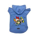 monopetz Kapişonlu Polar Sweatshirt Köpek Ve Kedi Kıyafeti & Elbisesi Mavi Power Puff Girls XL