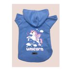 monopetz Kapişonlu Polar Sweatshirt Köpek ve Kedi Kıyafeti & Elbisesi - Mavi Unicorn XL Beden