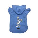 monopetz Kapişonlu Polar Sweatshirt Köpek ve Kedi Kıyafeti & Elbisesi Mavi Yeni Bugs Bunny M