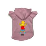 monopetz Kapişonlu Polar Sweatshirt Köpek ve Kedi Kıyafeti & Elbisesi Pembe Bart Simpson L