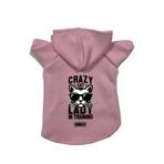 monopetz Kapişonlu Polar Sweatshirt Köpek ve Kedi Kıyafeti & Elbisesi - Pembe Crazy Cat L Beden