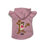 monopetz Kapişonlu Polar Sweatshirt Köpek ve Kedi Kıyafeti & Elbisesi - Pembe Tazmanya Canavarı L Beden