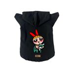 monopetz Kapişonlu Polar Sweatshirt Köpek ve Kedi Kıyafeti & Elbisesi Siyah Blossom S