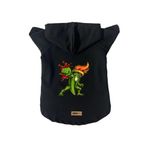 monopetz Kapişonlu Polar Sweatshirt Köpek Ve Kedi Kıyafeti & Elbisesi Siyah Brush Fighter L