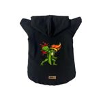 monopetz Kapişonlu Polar Sweatshirt Köpek Ve Kedi Kıyafeti & Elbisesi Siyah Brush Fighter M