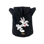 monopetz Kapişonlu Polar Sweatshirt Köpek ve Kedi Kıyafeti & Elbisesi - Siyah Bugs Bunny S Beden