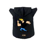 monopetz Kapişonlu Polar Sweatshirt Köpek Ve Kedi Kıyafeti & Elbisesi Siyah Johny Bravo XS