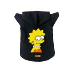 monopetz Kapişonlu Polar Sweatshirt Köpek ve Kedi Kıyafeti & Elbisesi Siyah Lisa Simpson S