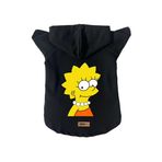 monopetz Kapişonlu Polar Sweatshirt Köpek ve Kedi Kıyafeti & Elbisesi Siyah Lisa Simpson XS