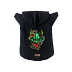 monopetz Kapişonlu Polar Sweatshirt Köpek ve Kedi Kıyafeti & Elbisesi Siyah Master Of The Snake L