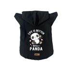 monopetz Kapişonlu Polar Sweatshirt Köpek ve Kedi Kıyafeti & Elbisesi - Siyah Panda S Beden