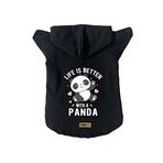 monopetz Kapişonlu Polar Sweatshirt Köpek ve Kedi Kıyafeti & Elbisesi - Siyah Panda XL Beden