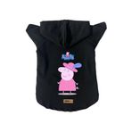 monopetz Kapişonlu Polar Sweatshirt Köpek ve Kedi Kıyafeti & Elbisesi Siyah Peppa Pig XS