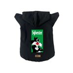 monopetz Kapişonlu Polar Sweatshirt Köpek ve Kedi Kıyafeti & Elbisesi Siyah Sylvester L